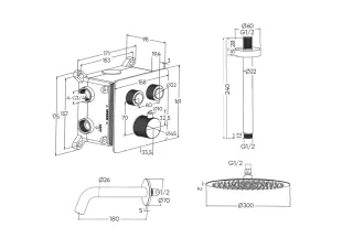 Душевой комплект Milleau Tissage TERMO 2SBIT/324.2-GB черный